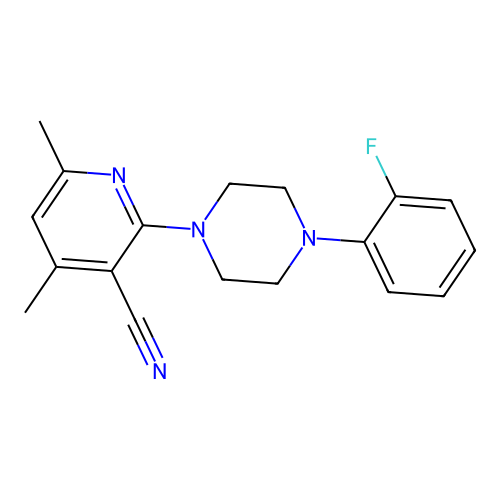 2-[4-(2-Fluorophenyl)piperazin-1-yl]-4,6-dimethylpyridine-3-carbonitrile structure