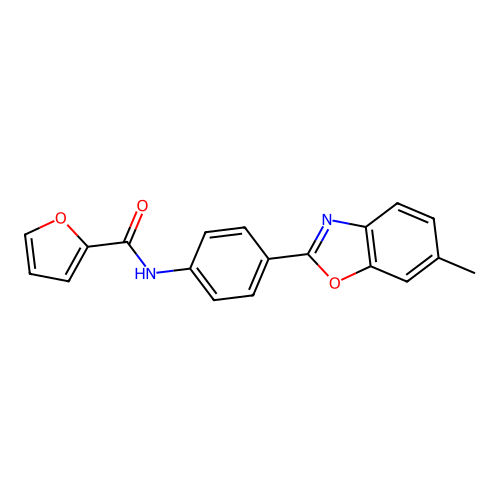 N-[4-(6-methyl-1,3-benzoxazol-2-yl)phenyl]furan-2-carboxamide structure