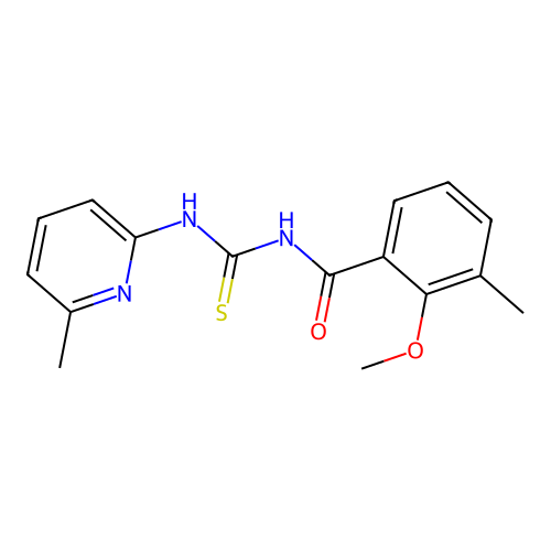 2-methoxy-3-methyl-N-[(6-methylpyridin-2-yl)carbamothioyl]benzamide structure