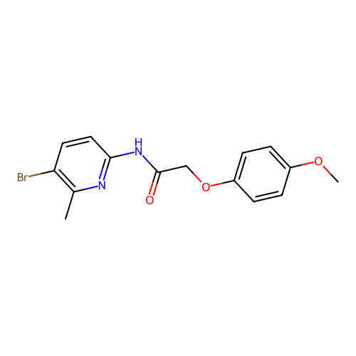 N-(5-bromo-6-methylpyridin-2-yl)-2-(4-methoxyphenoxy)acetamide structure