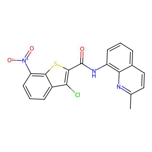 3-chloro-N-(2-methylquinolin-8-yl)-7-nitro-1-benzothiophene-2-carboxamide structure
