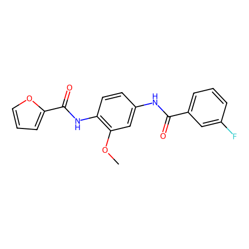 N-[4-[(3-fluorobenzoyl)amino]-2-methoxyphenyl]furan-2-carboxamide structure