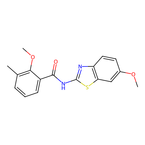 2-methoxy-N-(6-methoxy-1,3-benzothiazol-2-yl)-3-methylbenzamide structure