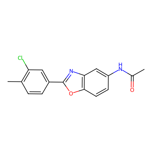 N-[2-(3-chloro-4-methylphenyl)-1,3-benzoxazol-5-yl]acetamide structure