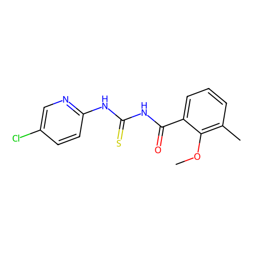 N-[(5-chloropyridin-2-yl)carbamothioyl]-2-methoxy-3-methylbenzamide structure