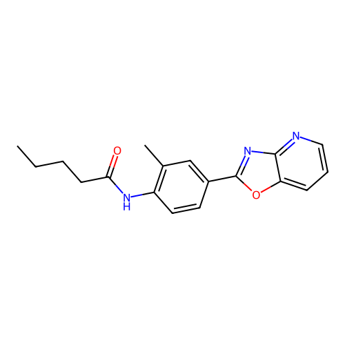 N-[2-methyl-4-([1,3]oxazolo[4,5-b]pyridin-2-yl)phenyl]pentanamide structure