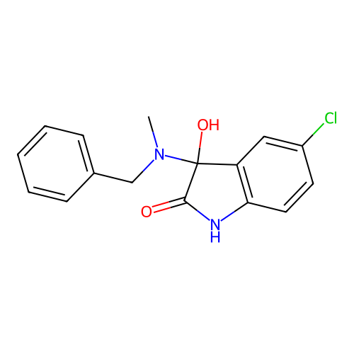 3-[benzyl(methyl)amino]-5-chloro-3-hydroxy-1H-indol-2-one structure