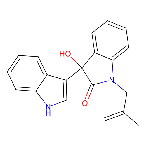 3-hydroxy-3-(1H-indol-3-yl)-1-(2-methylprop-2-enyl)indol-2-one structure