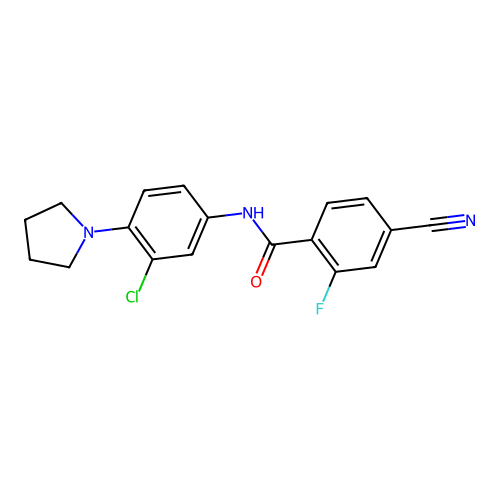 N-(3-chloro-4-pyrrolidin-1-ylphenyl)-4-cyano-2-fluorobenzamide structure