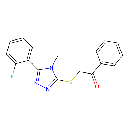 2-[[5-(2-Fluorophenyl)-4-methyl-1,2,4-triazol-3-yl]sulfanyl]-1-phenylethanone structure