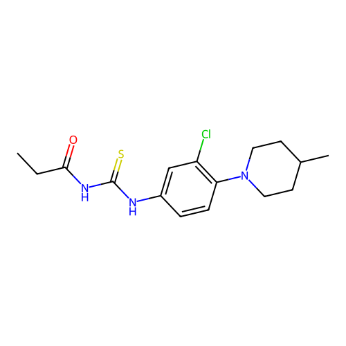N-[[3-chloro-4-(4-methylpiperidin-1-yl)phenyl]carbamothioyl]propanamide structure