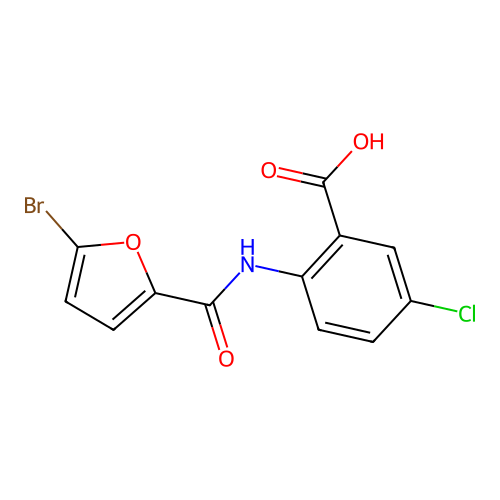 2-{[(5-Bromofuran-2-yl)carbonyl]amino}-5-chlorobenzoic acid structure