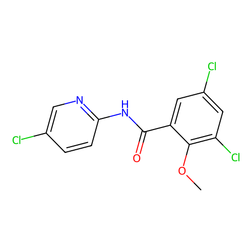 3,5-dichloro-N-(5-chloropyridin-2-yl)-2-methoxybenzamide structure