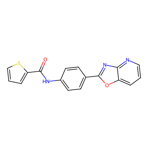 N-[4-([1,3]oxazolo[4,5-b]pyridin-2-yl)phenyl]thiophene-2-carboxamide structure