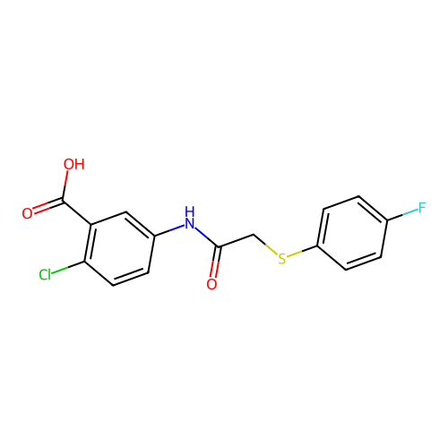 2-chloro-5-[[2-(4-fluorophenyl)sulfanylacetyl]amino]benzoic Acid structure
