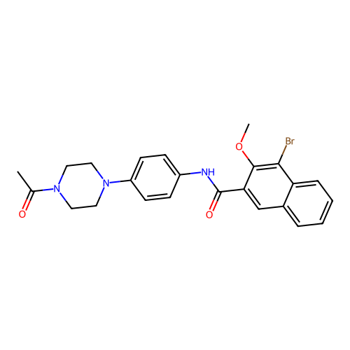 N-[4-(4-acetylpiperazin-1-yl)phenyl]-4-bromo-3-methoxynaphthalene-2-carboxamide structure