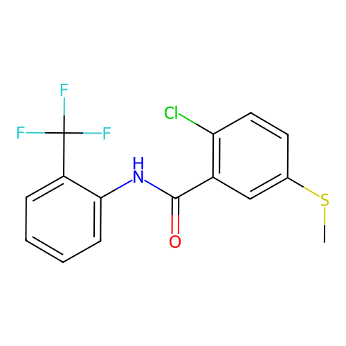 2-Chloro-5-(methylthio)-N-(2-(trifluoromethyl)phenyl)benzamide structure