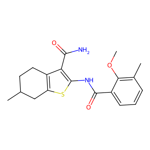 2-[(2-methoxy-3-methylbenzoyl)amino]-6-methyl-4,5,6,7-tetrahydro-1-benzothiophene-3-carboxamide structure