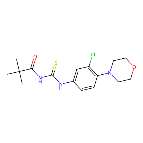 N-[(3-chloro-4-morpholin-4-ylphenyl)carbamothioyl]-2,2-dimethylpropanamide structure