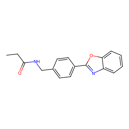 N-[4-(1,3-benzoxazol-2-yl)benzyl]propanamide structure