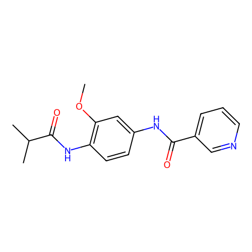 N-[3-methoxy-4-(2-methylpropanoylamino)phenyl]pyridine-3-carboxamide structure