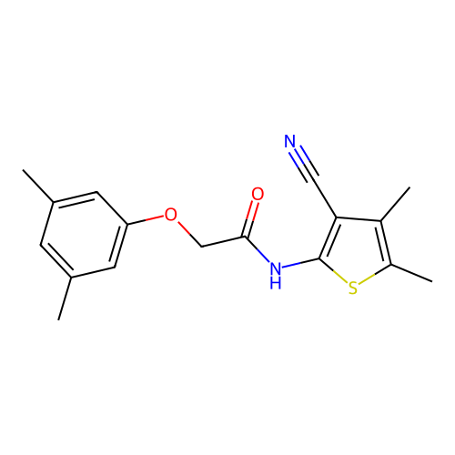 N-(3-cyano-4,5-dimethylthiophen-2-yl)-2-(3,5-dimethylphenoxy)acetamide structure