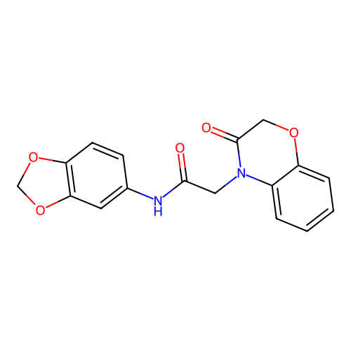 N-(1,3-benzodioxol-5-yl)-2-(3-oxo-1,4-benzoxazin-4-yl)acetamide structure