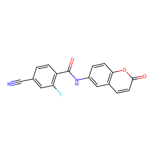 4-cyano-2-fluoro-N-(2-oxo-2H-chromen-6-yl)benzamide structure