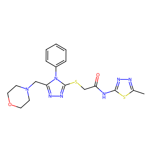 N-(5-methyl-1,3,4-thiadiazol-2-yl)-2-((5-(morpholinomethyl)-4-phenyl-4H-1,2,4-triazol-3-yl)thio)acetamide structure