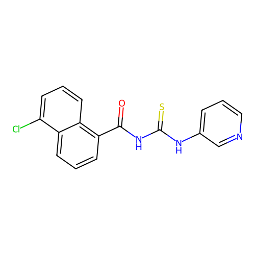 5-chloro-N-(pyridin-3-ylcarbamothioyl)naphthalene-1-carboxamide structure