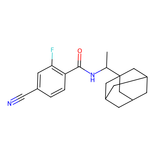 N-[1-(1-adamantyl)ethyl]-4-cyano-2-fluorobenzamide structure