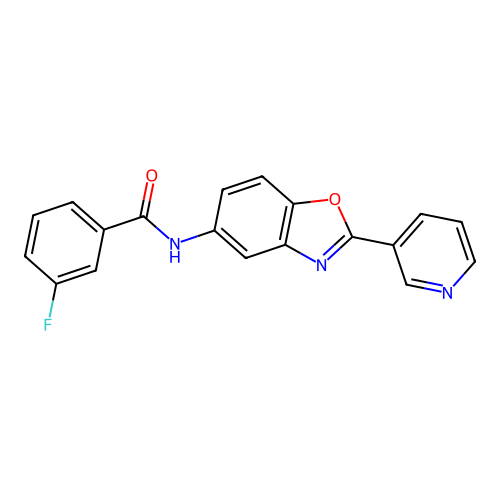 3-fluoro-N-(2-pyridin-3-yl-1,3-benzoxazol-5-yl)benzamide structure