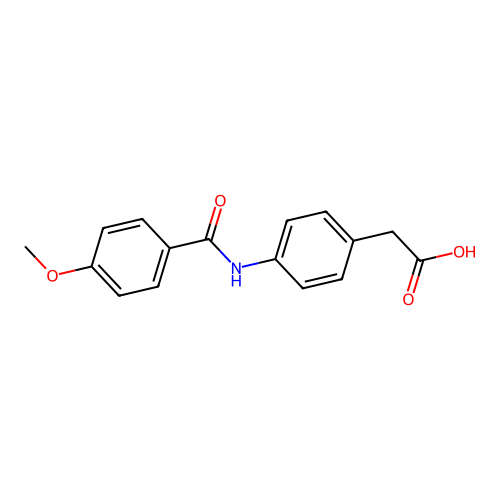 (4-{[(4-Methoxyphenyl)carbonyl]amino}phenyl)acetic acid structure