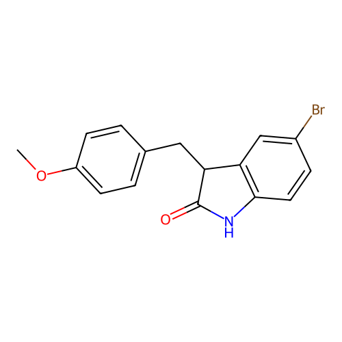 5-Bromo-3-[(4-methoxyphenyl)methyl]-1,3-dihydroindol-2-one structure