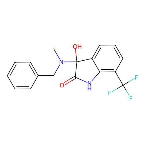 3-[benzyl(methyl)amino]-3-hydroxy-7-(trifluoromethyl)-1H-indol-2-one structure