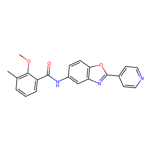 2-methoxy-3-methyl-N-(2-pyridin-4-yl-1,3-benzoxazol-5-yl)benzamide structure