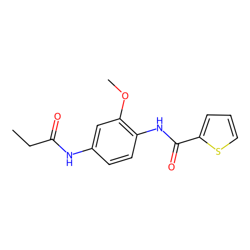 N-[2-methoxy-4-(propanoylamino)phenyl]thiophene-2-carboxamide structure