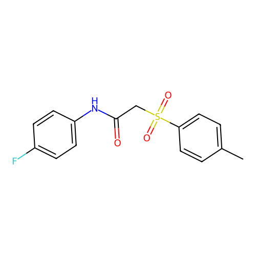 N-(4-fluorophenyl)-2-(4-methylphenyl)sulfonylacetamide structure