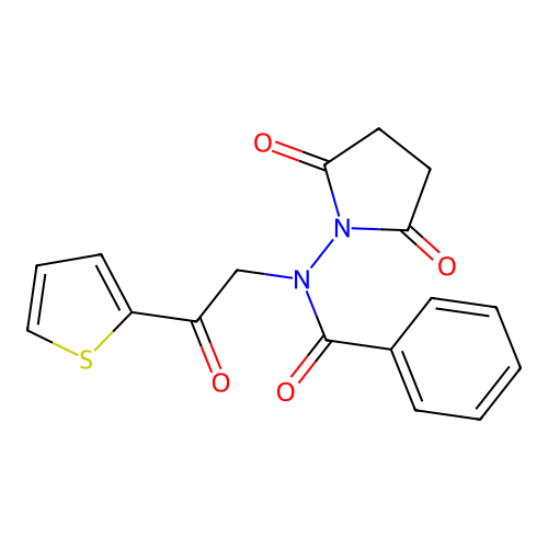 N-(2,5-dioxopyrrolidin-1-yl)-N-(2-oxo-2-thiophen-2-ylethyl)benzamide structure