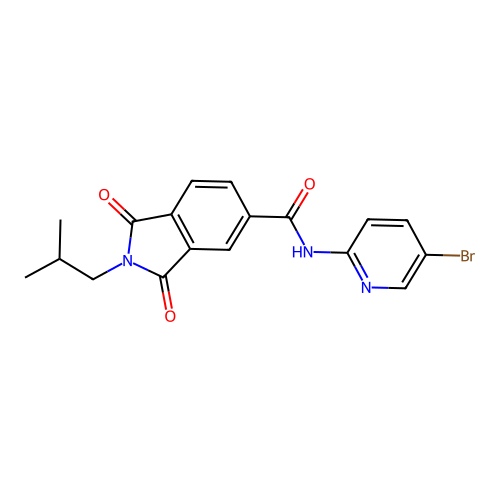 N-(5-bromopyridin-2-yl)-2-(2-methylpropyl)-1,3-dioxoisoindole-5-carboxamide structure