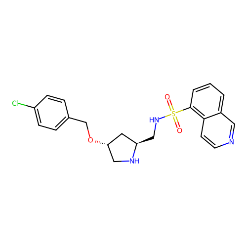 (4R,2S)-5'-(4-(4-Chlorobenzyloxy)pyrrolidin-2-ylmethanesulfonyl)isoquinoline structure