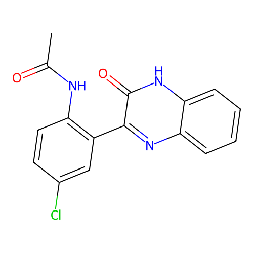 N-(4-chloro-2-(3-oxo-3,4-dihydroquinoxalin-2-yl)phenyl)acetamide structure