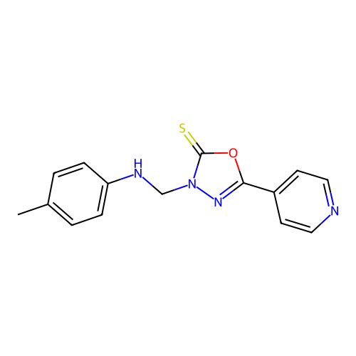 1,3,4-Oxadiazole-2(3H)-thione, 3-(((4-methylphenyl)amino)methyl)-5-(4-pyridinyl)- structure