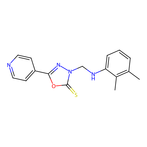 1,3,4-Oxadiazole-2(3H)-thione, 3-(((2,3-dimethylphenyl)amino)methyl)-5-(4-pyridinyl)- structure