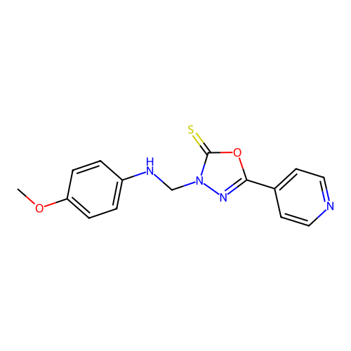 3-(((4-Methoxyphenyl)amino)methyl)-5-(4-pyridinyl)-1,3,4-oxadiazole-2(3H)-thione structure