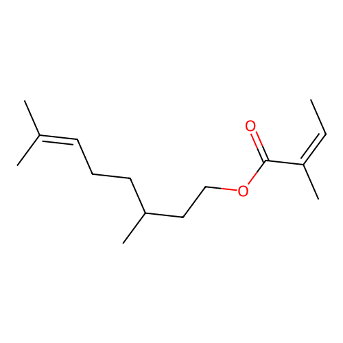 3,7-Dimethyl-6-octenyl 2-methylisocrotonate structure