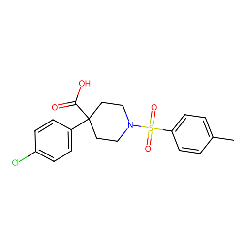 4-(p-Chlorophenyl)-1-(p-tolylsulphonyl)piperidine-4-carboxylic acid structure