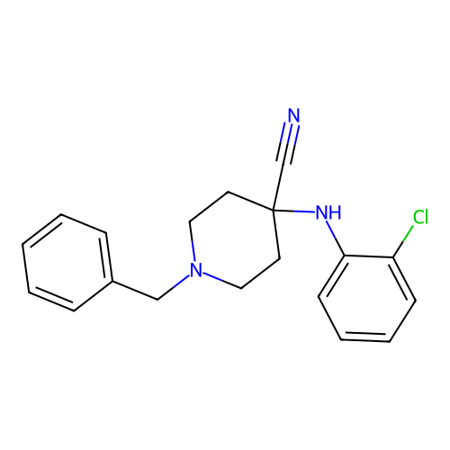 1-Benzyl-4-((2-chlorophenyl)amino)piperidine-4-carbonitrile structure