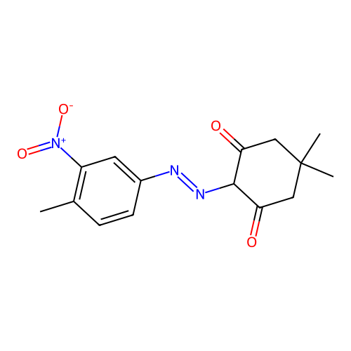 5,5-Dimethyl-2-((4-methyl-3-nitrophenyl)azo)cyclohexane-1,3-dione structure