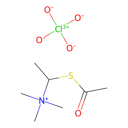 1-Acetylsulfanylethyl(trimethyl)azanium perchlorate structure